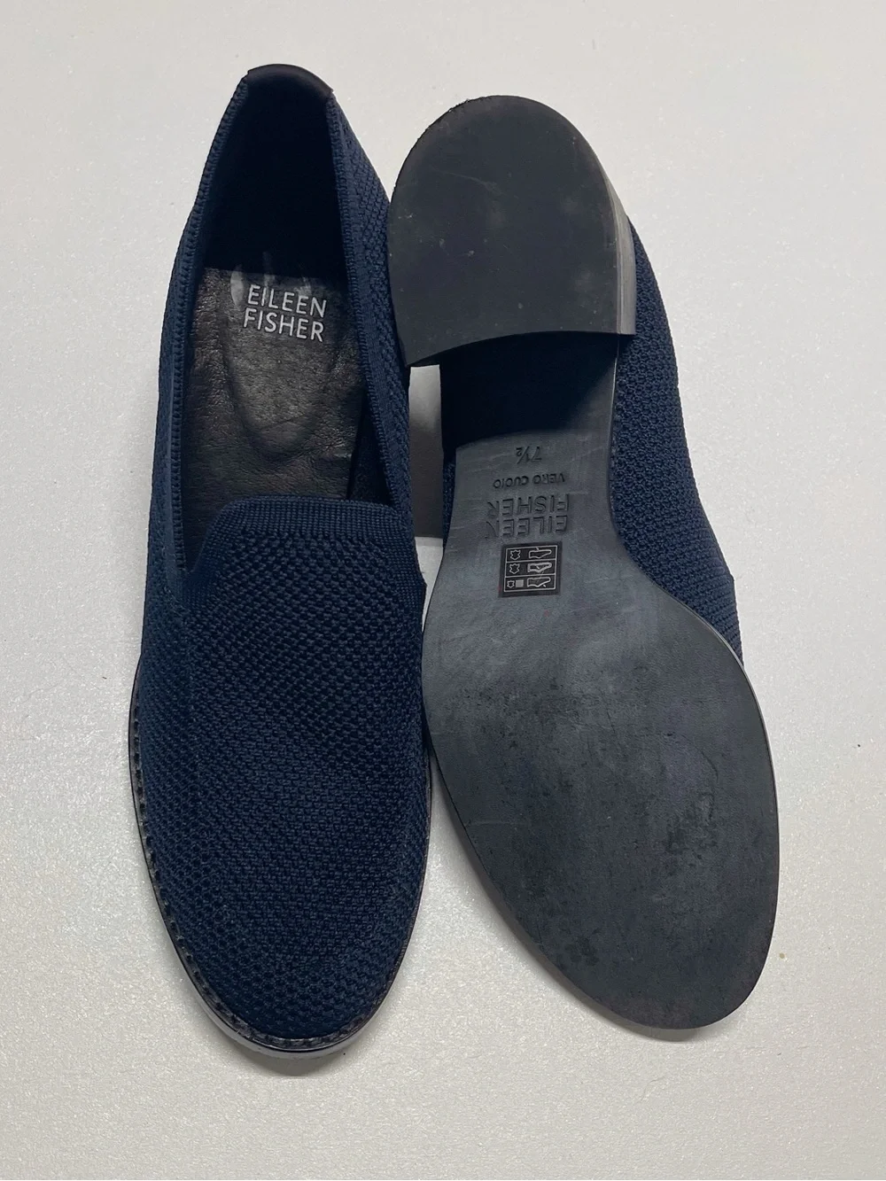 Eileen Fisher Dern Navy Stretch Knit Slip On Pumps Women’s 7.5M